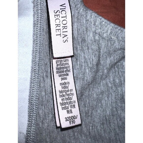 VICTORIAS'S SECRET Heather Gray T-Shirt Lightly Lined Wireless Bra Sz 32DDD - Picture 6 of 10